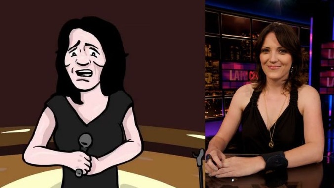 Jen Kirkman hides in a broom closet to escape drunken patriots