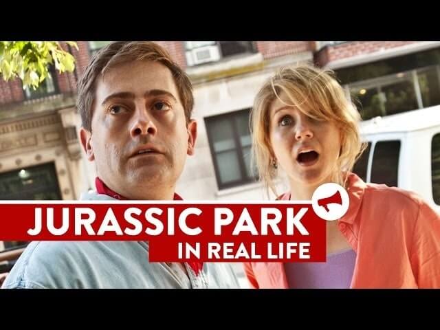 Improv Everywhere recreated Jurassic Park in Brooklyn, complete with walking Velociraptor