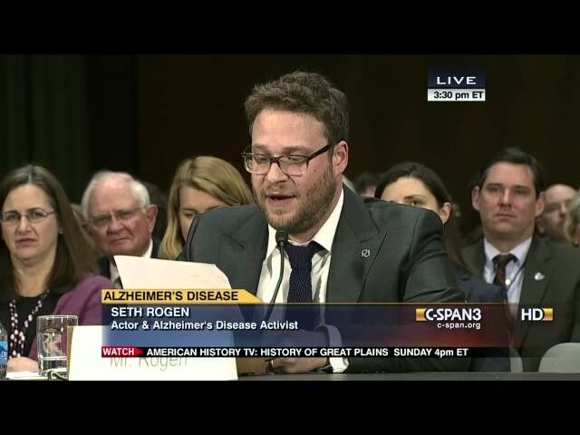 Seth Rogen testified about Alzheimer's to a nearly empty Senate chamber yesterday