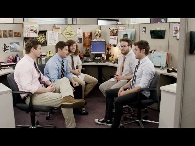 Watch Zac Efron and Seth Rogen interview to join the Workaholics cubicle