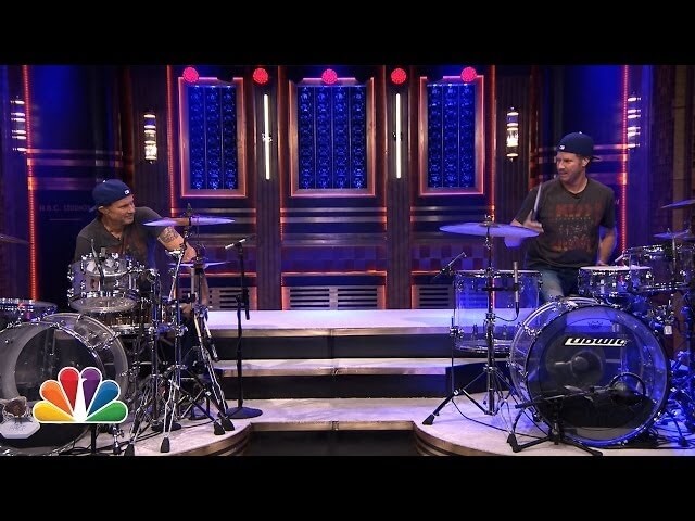 Will Ferrell and lookalike Chad Smith had their drum-off