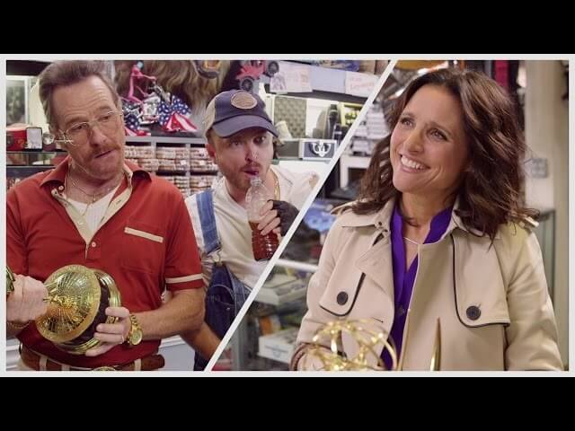 Watch Bryan Cranston, Aaron Paul, and Julia Louis-Dreyfus goof off together