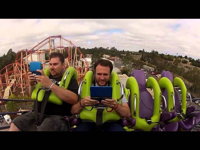 Giant Bomb discovers that it’s difficult to play Super Mario 3 while riding a roller coaster