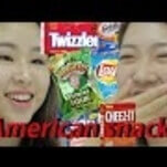 South Korean girls reacting to American junk food