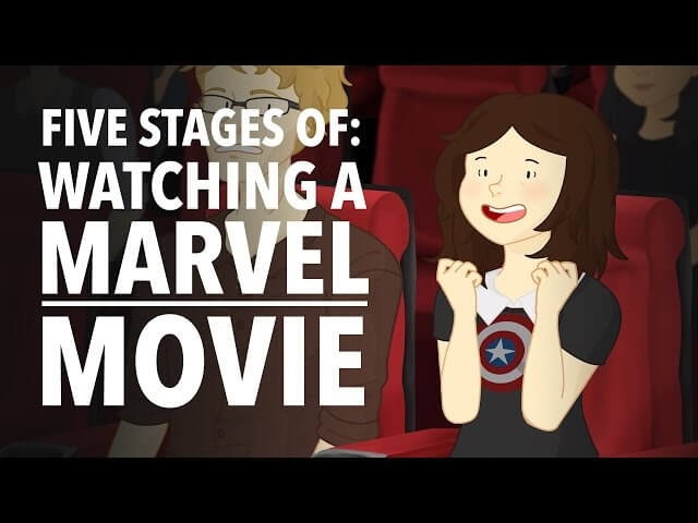 Learn the 5 stages of watching a Marvel movie