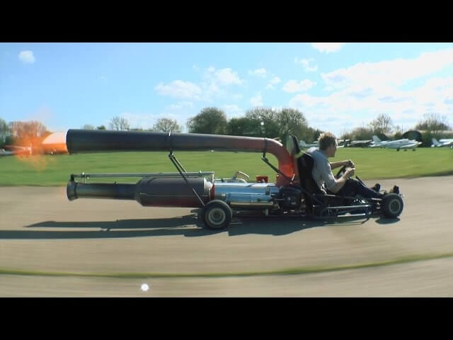 See why putting a jet engine on a go-kart is amazing, or amazingly stupid