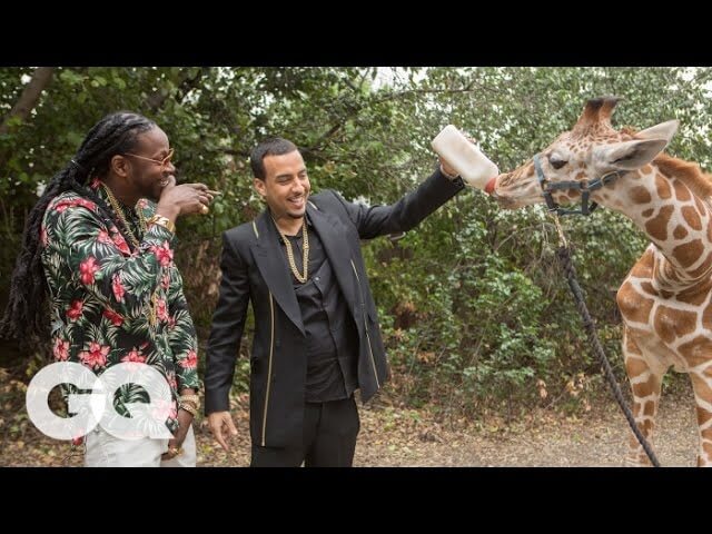 There’s nothing not fun about watching 2 Chainz and French Montana feed a giraffe