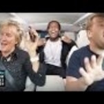 James Corden, Rod Stewart, and A$AP Rocky make up the weirdest singing group ever