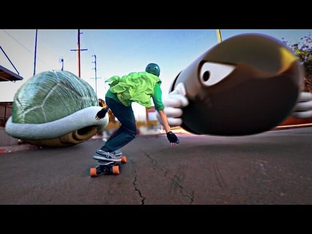 Luigi risks his life skateboarding in this Mario Kart parody