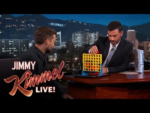 Jimmy Kimmel challenged Tobey Maguire to a stoic game of Connect Four last night