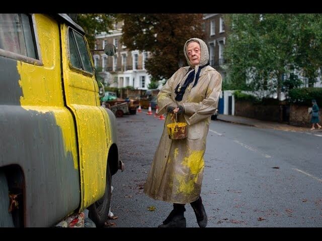 Maggie Smith is the Lady In The Van, possibly down by the river