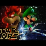 Mario pilots an X-Wing in this Star Wars and Mario Kart mashup