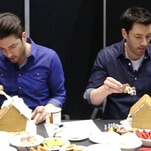 Watch the Property Brothers race to see who can build a better gingerbread house