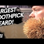 Let’s watch a guy set the record for sticking toothpicks in his beard