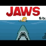 That poor shark finally gets to be the hero in this 8-bit Jaws remake