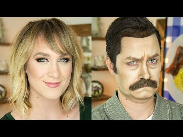 Watch a makeup artist transform herself into Ron Swanson