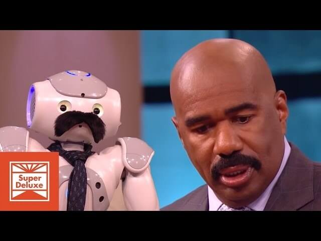 Steve Harvey realizes a robot takeover is inevitable in this disturbing video