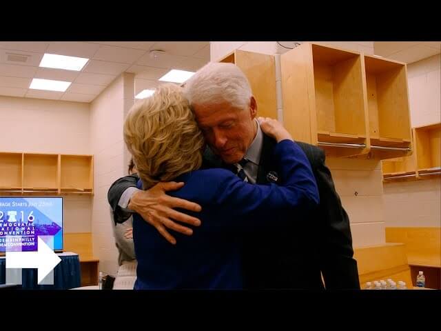 Watch celebrities and politicians mingle backstage at the DNC