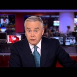 BBC newsman Huw Edwards always strikes this same pose