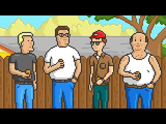 Pixel art King Of The Hill intro is like coolest Sega Genesis game ever