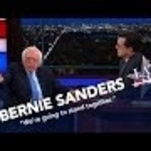 Bernie Sanders solemnly pledges to continue stirring shit in Colbert interview