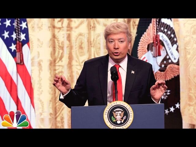 Jimmy Fallon reenacts that bonkers Trump press conference