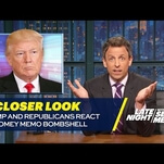 Seth Meyers tried to keep up with the next [Law & Order sound] from the White House