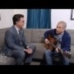 Paul Simon and Stephen Colbert redo “Feelin’ Groovy” for the Trump era