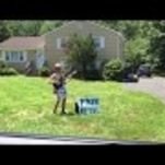 Guy with “Free Metal” sign delivers