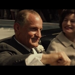 Woody Harrelson is America’s grouchy, toilet-sitting president in the first trailer for LBJ