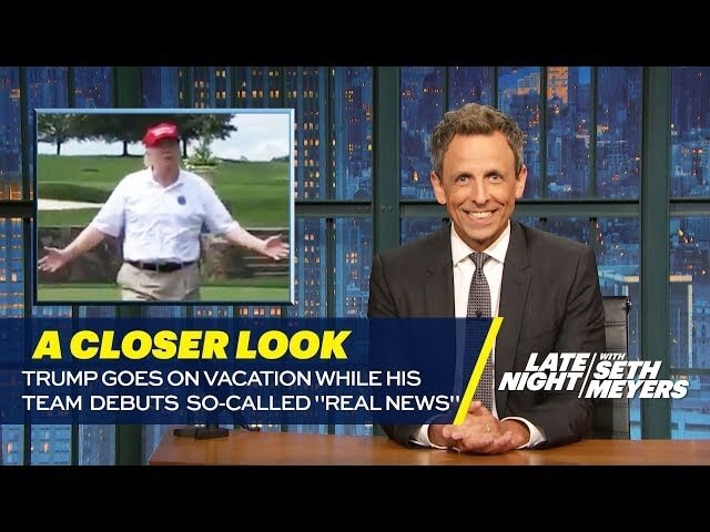 When Trump’s away, Seth Meyers and Stephen Colbert will mock the bejeezus out of him