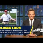 When Trump’s away, Seth Meyers and Stephen Colbert will mock the bejeezus out of him