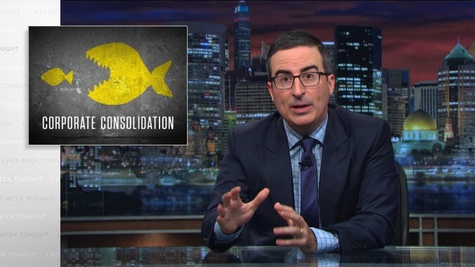 John Oliver celebrates his big Emmy night by trying to scuttle his parent company's merger on Last Week Tonight