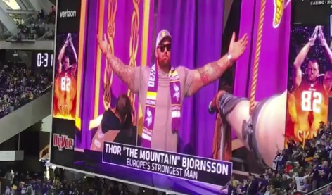 Game Of Thrones' Mountain blows massive football horn in manliest display ever conceived