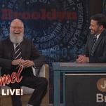 Cantankerous prospector David Letterman emerges on Jimmy Kimmel Live! to refute Conan’s horse story