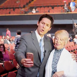 Watch a guy who looks a lot like Joel Osteen crash a Joel Osteen event, evade authorities