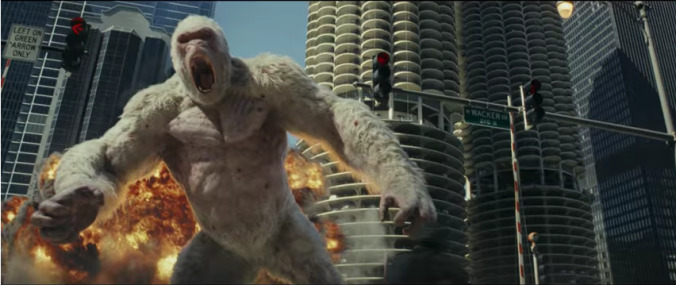 Dwayne Johnson's dismayed at a giant gorilla's rage in the Rampage trailer 