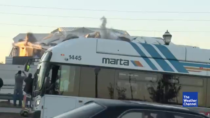 Big, dumb bus ruins the implosion of the Georgia Dome for everyone