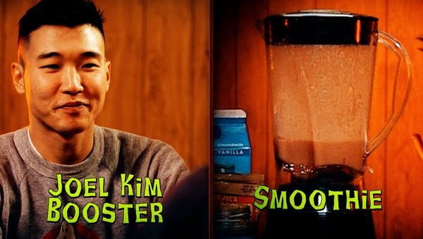 Comedian Joel Kim Booster faces off against a smoked sausage smoothie