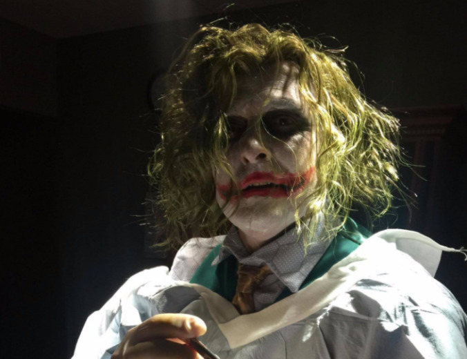 Baby welcomed to the world by Heath Ledger's Joker, which seems about right, really