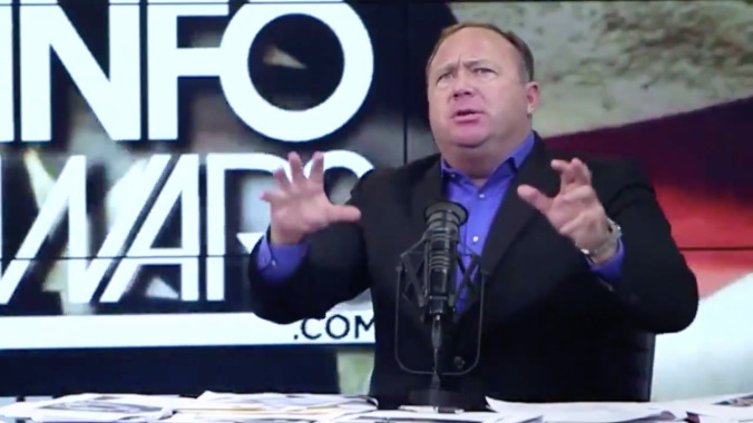 Alex Jones can’t stop himself from bellowing over his Infowars guests