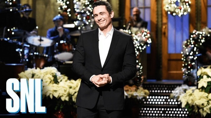 Saturday Night Live cruises on four-time host James Franco's undisciplined charisma