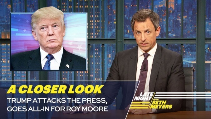 On election eve, Seth Meyers urges Alabamians to reject someone as wildly unfit for office as Donald Trump