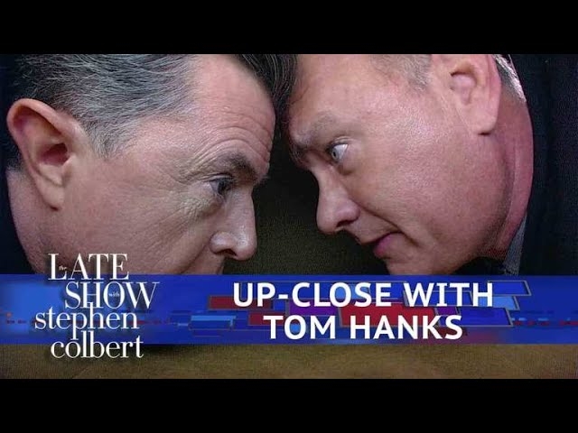 Stephen Colbert boxes in Tom Hanks for some personal questions on The Late Show