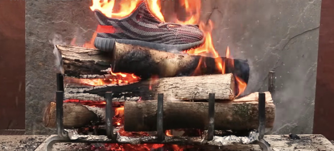 Warm yourself by these Yeezys roasting on an open fire