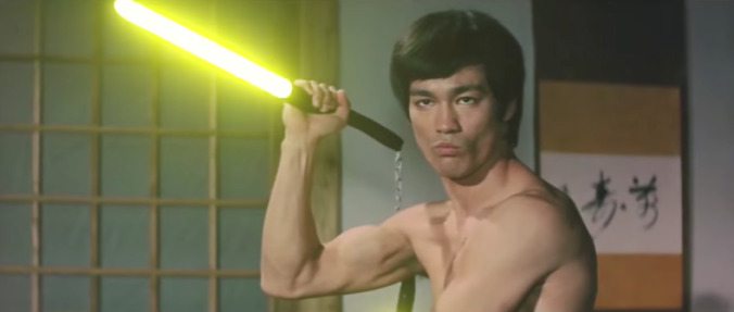 Nothing to see here, just Bruce Lee fighting with lightsabers, as god intended