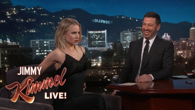 On Jimmy Kimmel Live!, Kristen Bell talks The Good Place, hosting the SAG Awards, ALF