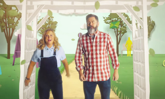 Amy Poehler and Nick Offerman are very cute in the trailer for their new crafting competition show