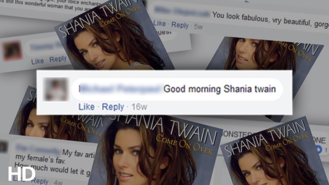 Please enjoy this terrifying song composed entirely of comments on Shania Twain's Facebook page