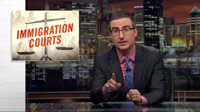 John Oliver and Jon Benjamin reveal the childish injustice of immigration courts on Last Week Tonight